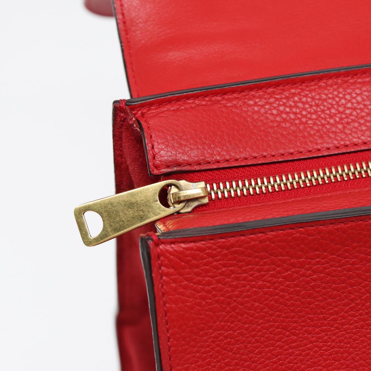 Céline Trapèze, Red, Leather, handbag