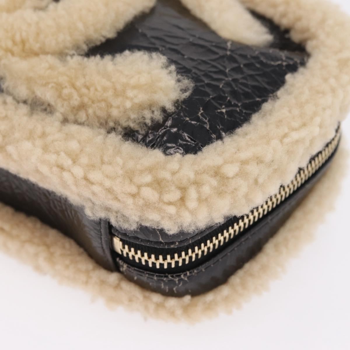 Chanel CC Mania Waist Shearling and Shiny Crumpled Sheepskin, Black, Textile, Handbag