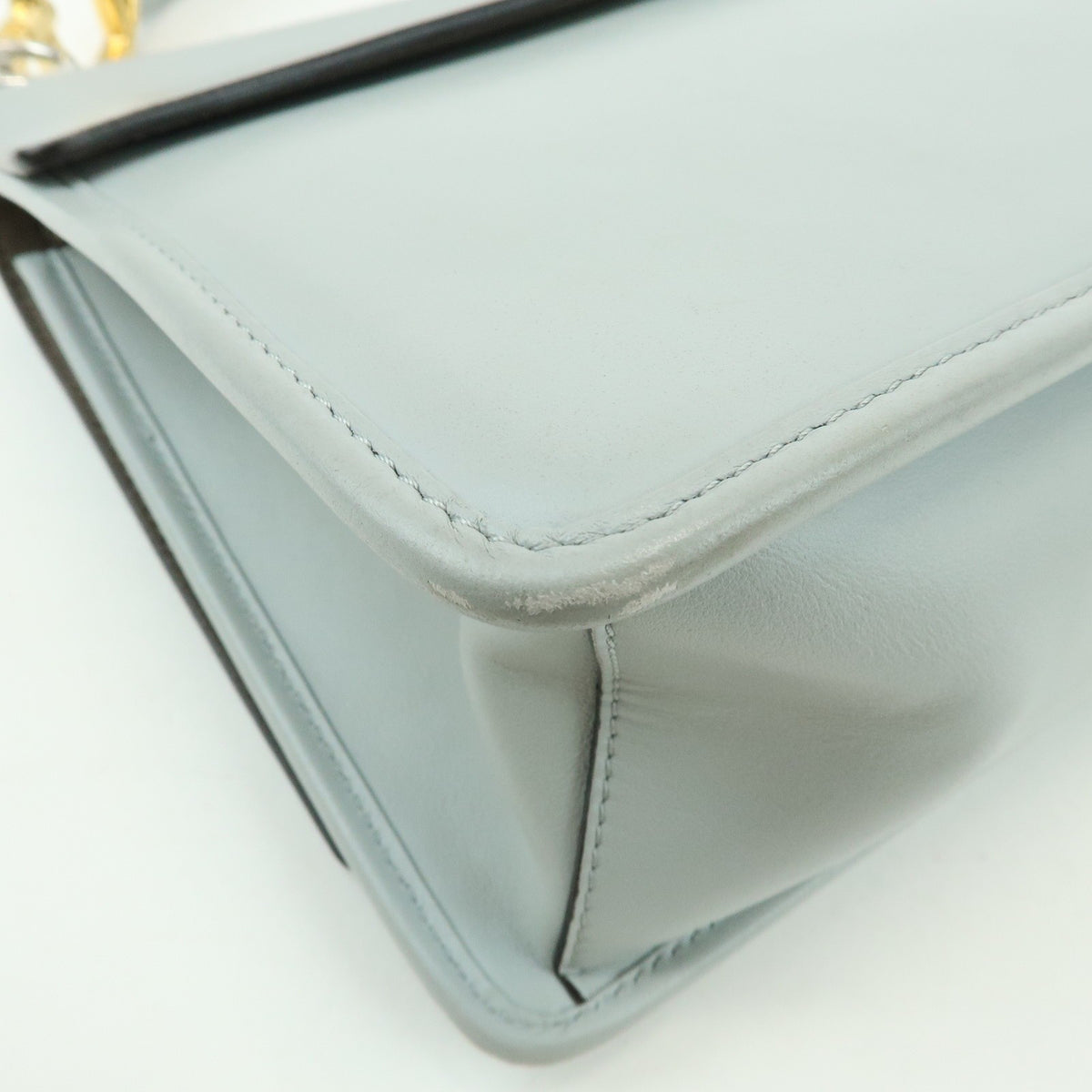 Fendi Kan I F Leather, Gray, Leather, Shoulder Bag