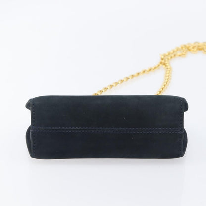 Salvatore Ferragamo Vintage Gancini Chain Suede, Black, Suede, Shoulder Bag