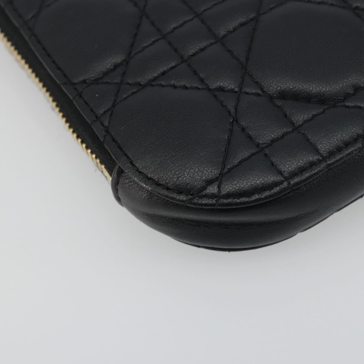 Christian Dior Lady Dior Phone Holder on Chain Cannage Quilt Lambskin, Black, Leather, Shoulder Bag