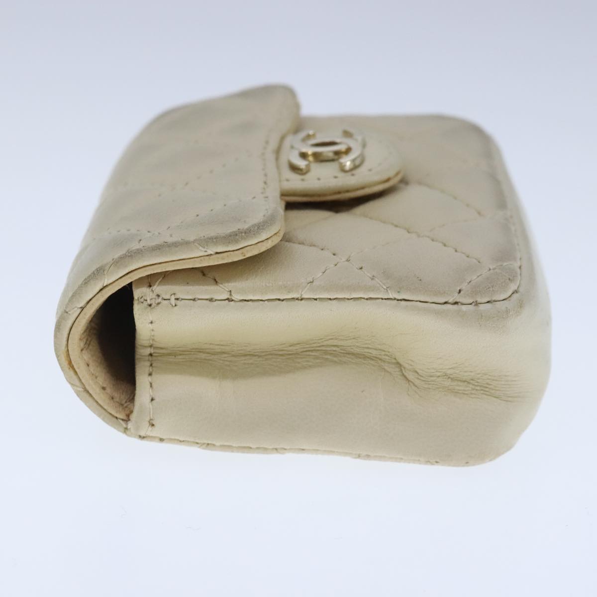 Chanel Coco Mark, Beige, Leather, wallet