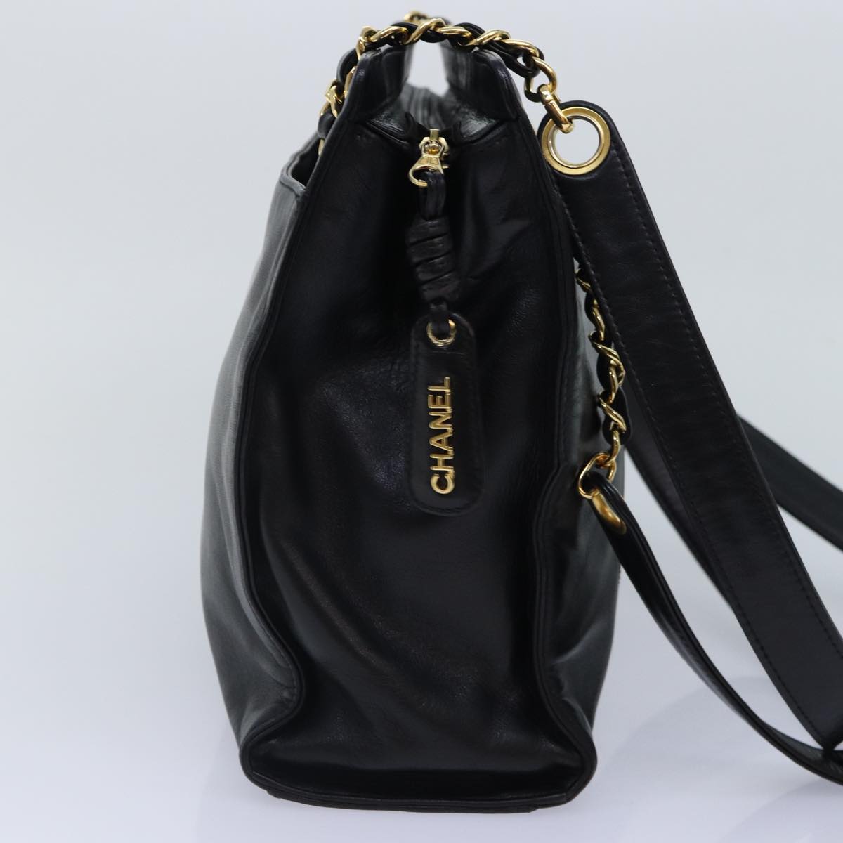 Chanel Logo CC, Black, Leather, shoulder