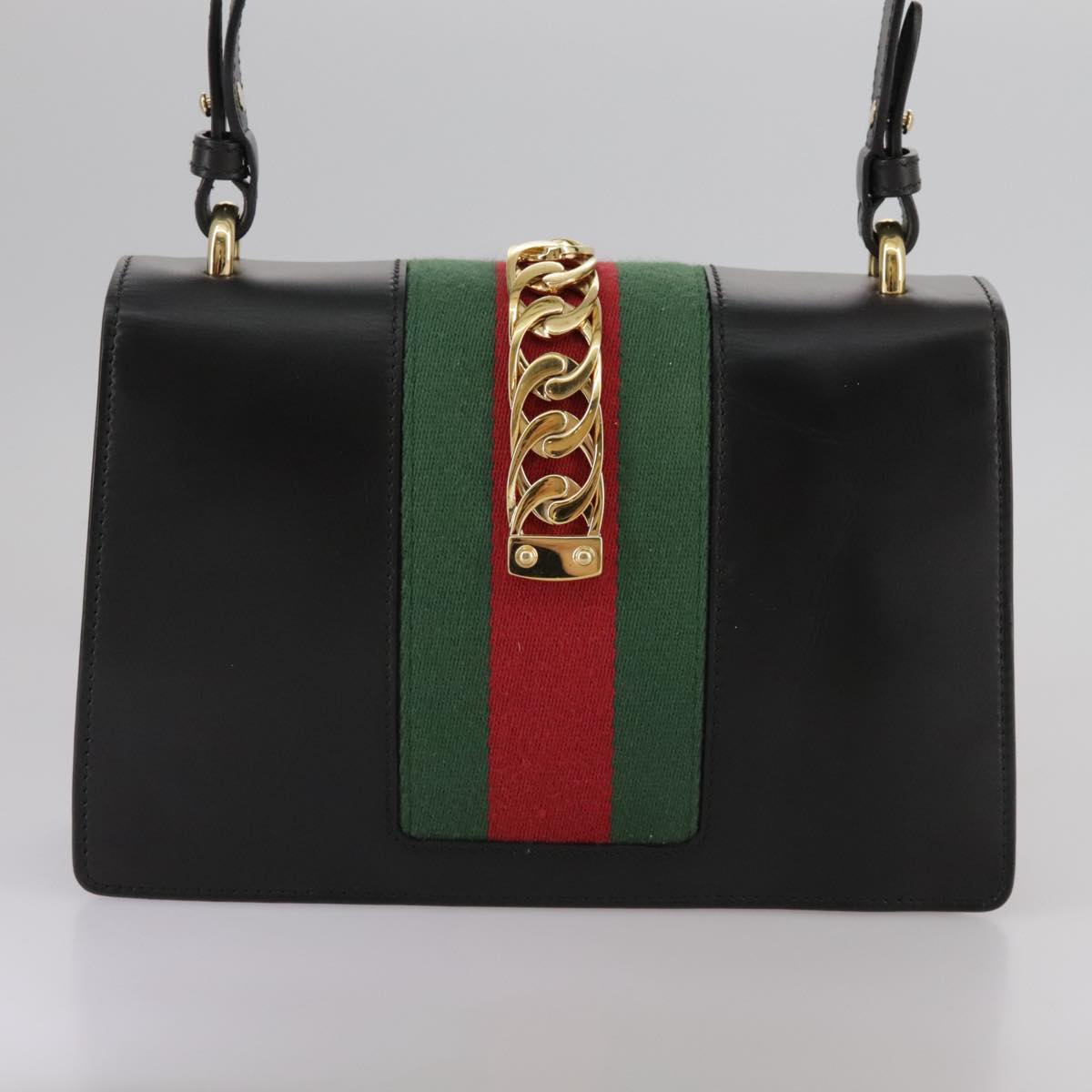 Gucci Sylvie, Black, Leather, shoulder