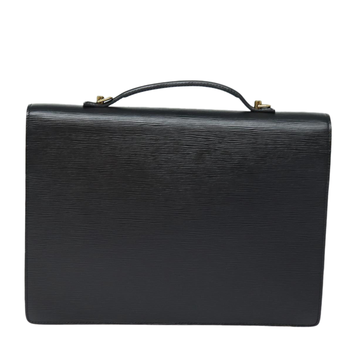 Louis Vuitton Porte Documents, Black, Leather, briefcase