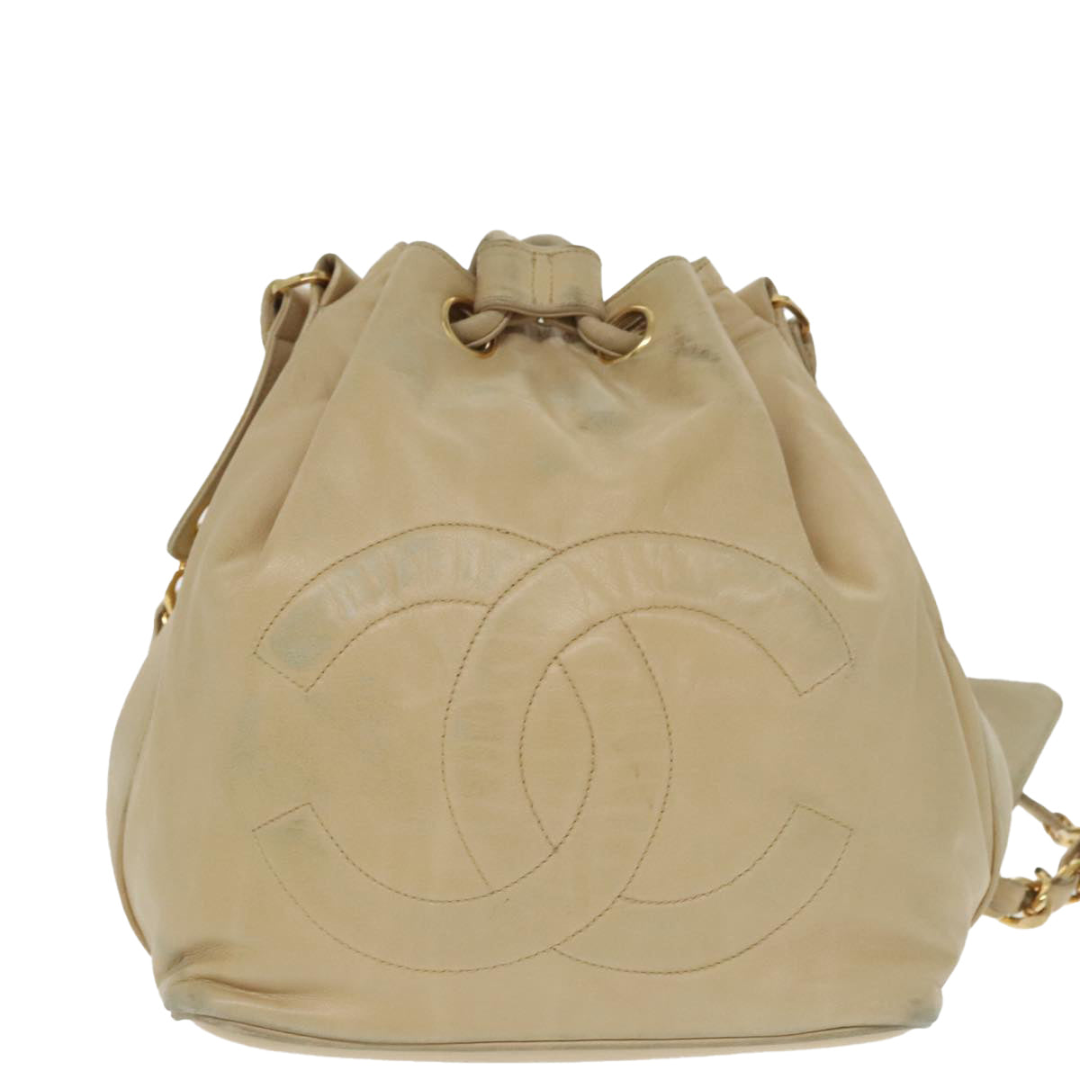 Chanel Cc, Beige, Calfskin, shoulder