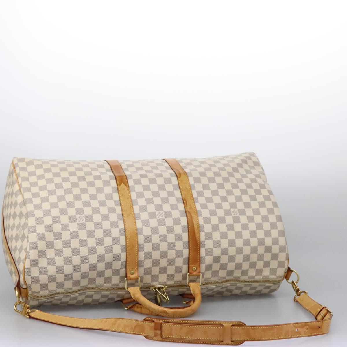 Louis Vuitton Keepall Bandoulière 55, White, Canvas, travel