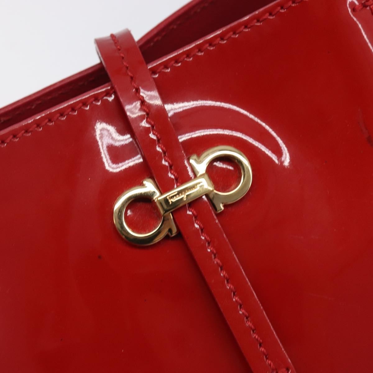 Salvatore Ferragamo Gancini Tote Patent Leather, Red, Patent Leather, Tote Bag