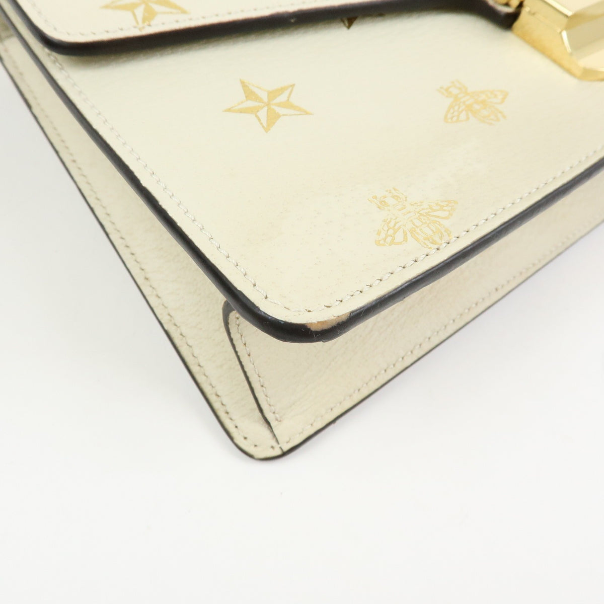 Gucci Sylvie Printed Leather, Beige, Leather, Shoulder Bag