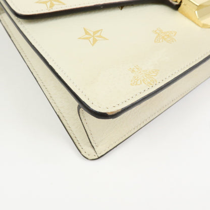 Gucci Sylvie Printed Leather, Beige, Leather, Shoulder Bag