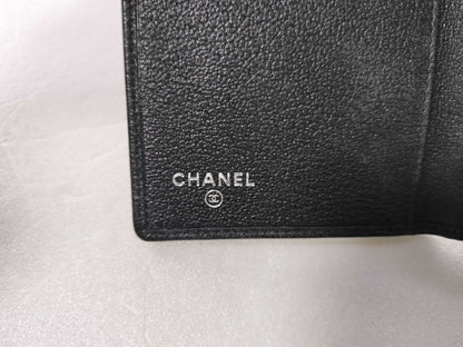 Chanel Camellia Card Case Studded Camellia Lambskin, Black, Calfskin, Card Holder