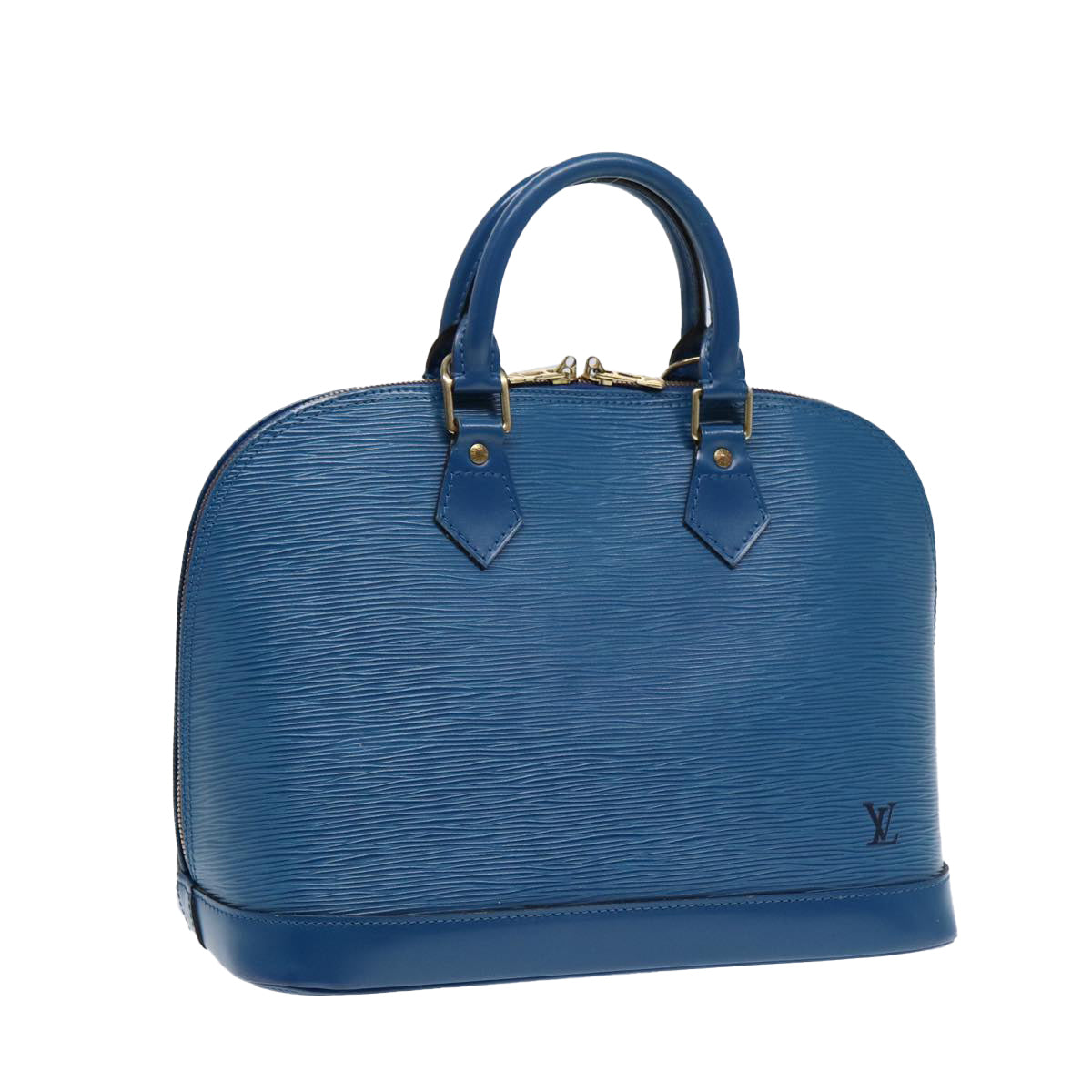 Louis Vuitton Alma, Blue, Leather, handbag