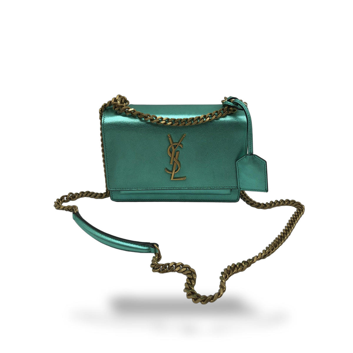 Saint Laurent Sunset Patent, Metallic, Leather, Crossbody Bag