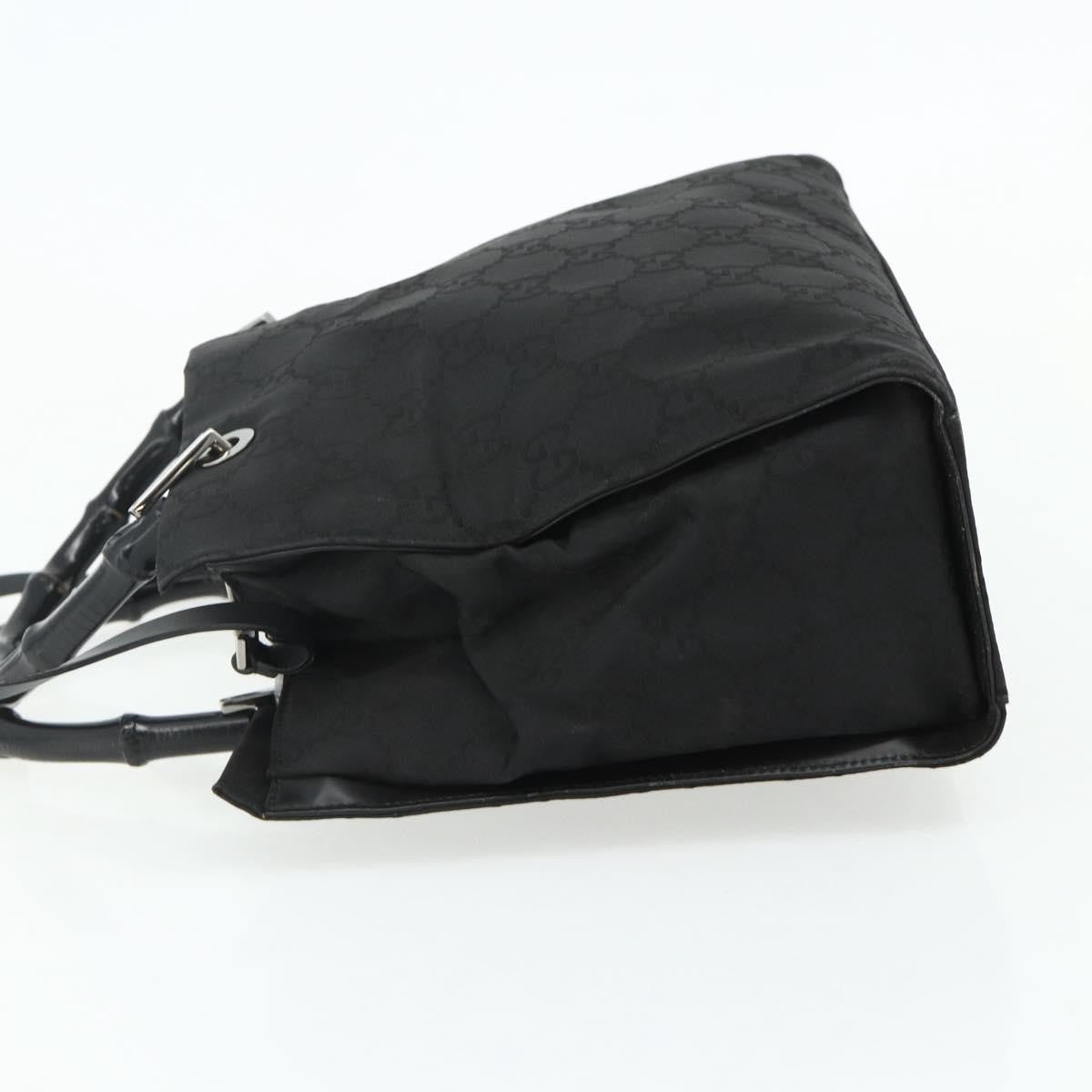 Gucci Vintage Bamboo Handle Tote GG Canvas, Black, Canvas, Tote Bag