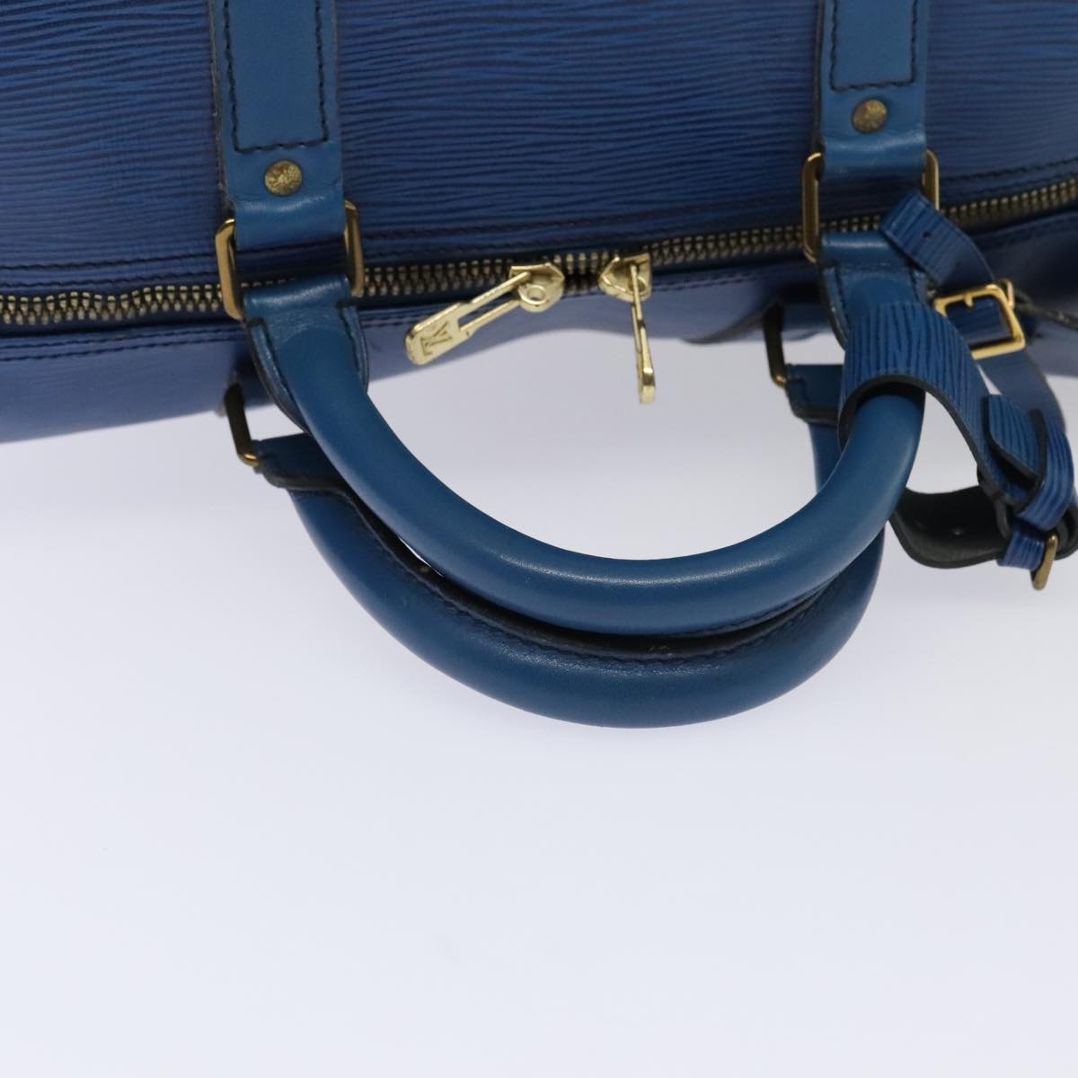 Louis Vuitton Keepall 55, Blue, Leather, travel