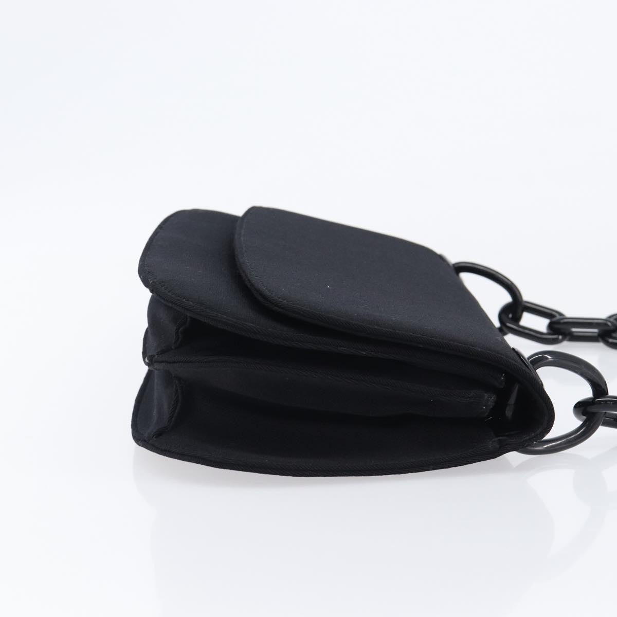 Prada Plastic Chain Flap Bag Canvas, Black, Cotton, Shoulder Bag