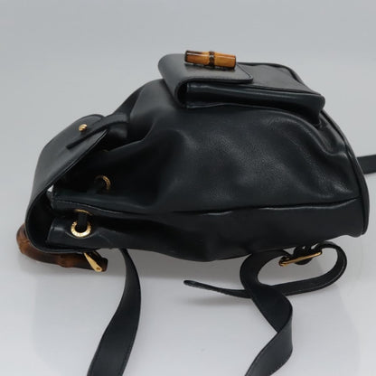 Gucci Vintage Bamboo Leather, Black, Leather, Backpack
