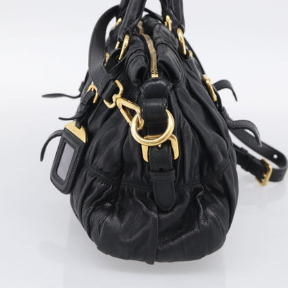 Prada Gaufre Convertible Satchel Nappa Leather, Black, Leather, Handbag