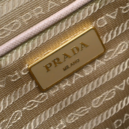 Prada Double Zip Lux Saffiano Leather, Pink, Leather, Tote Bag