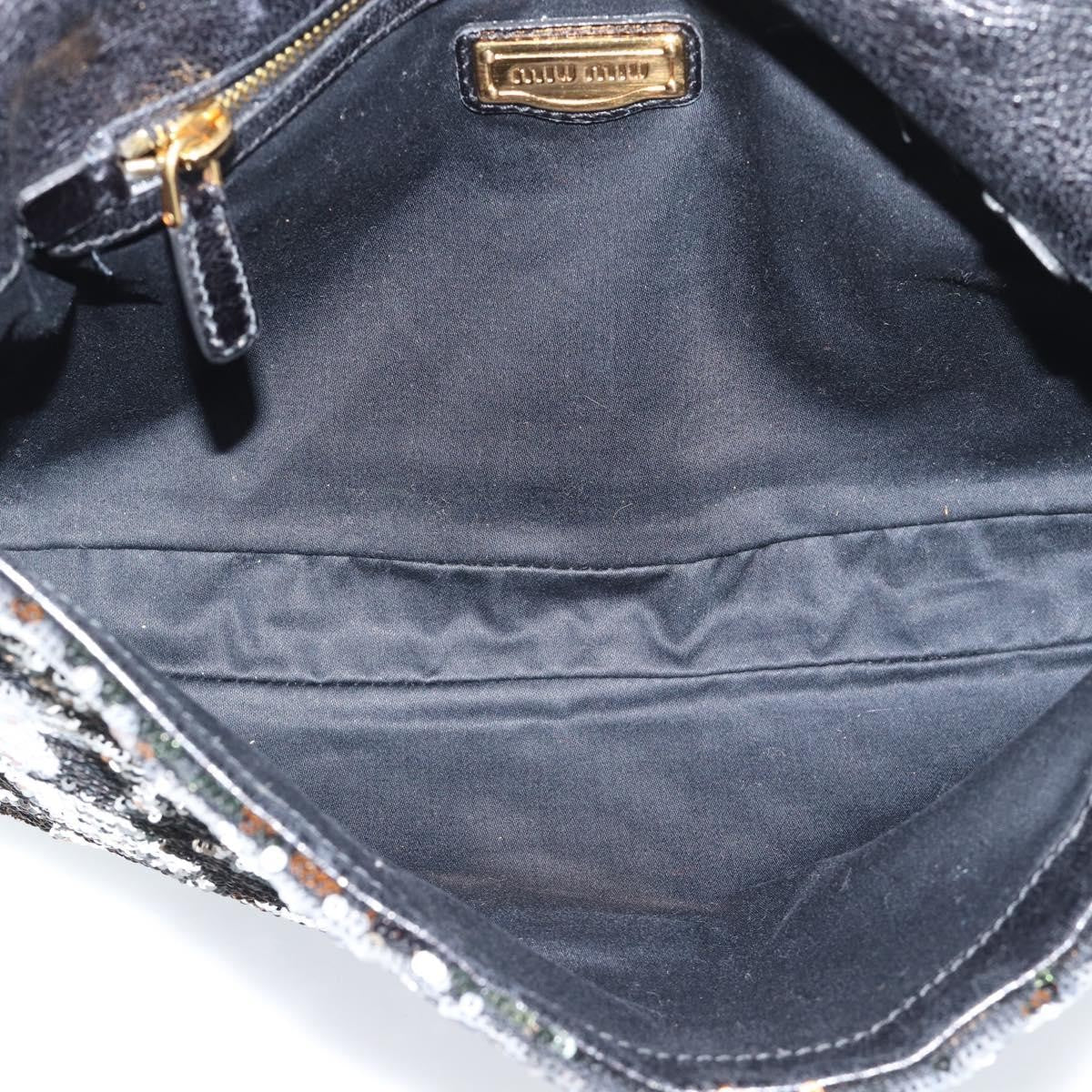 Miu Miu Belted Flap Turnlock Messenger Sequin Embellished Leather, Multicolour, Canvas, Crossbody Bag