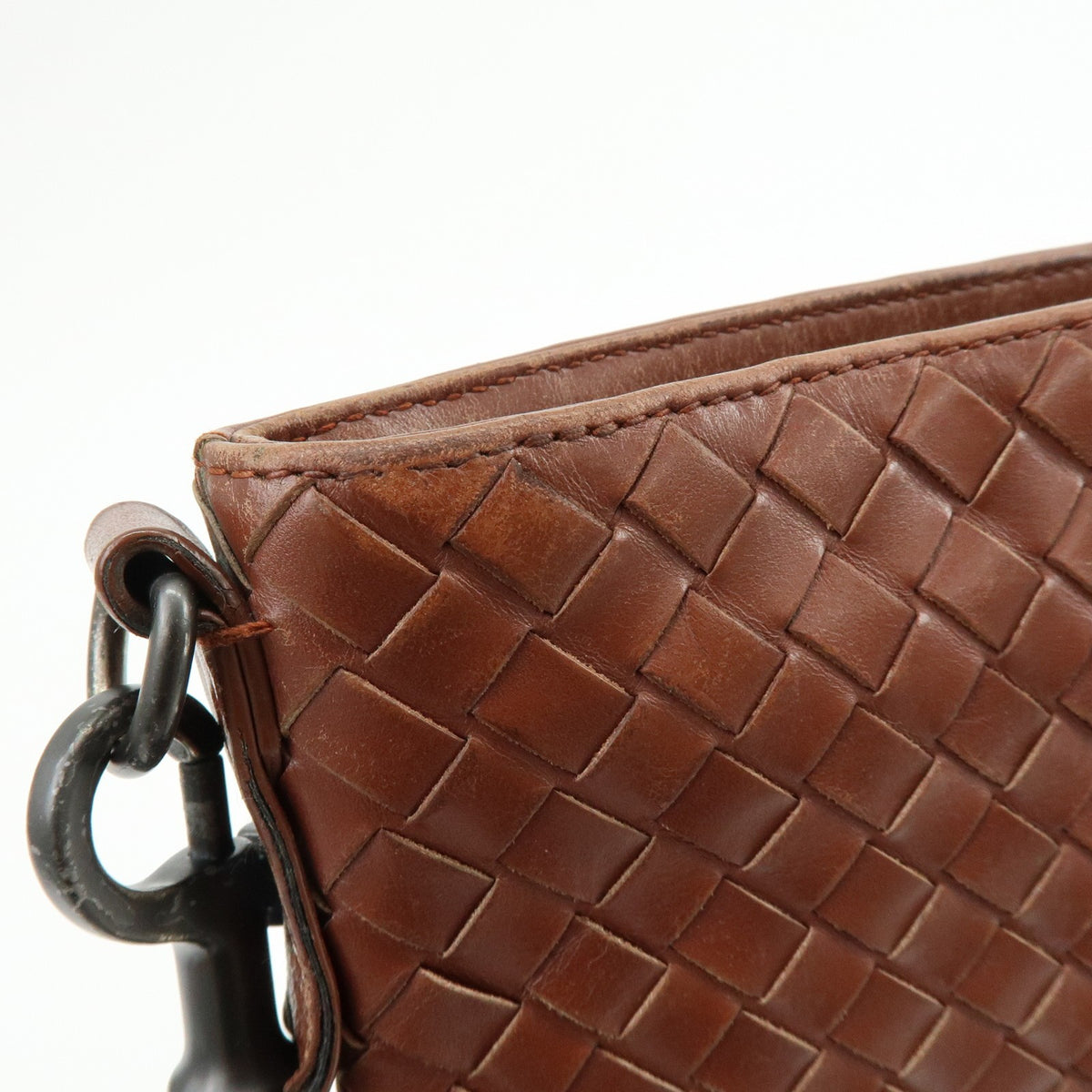 Bottega Veneta Flat Messenger Intrecciato Nappa, Brown, Leather, Handbag