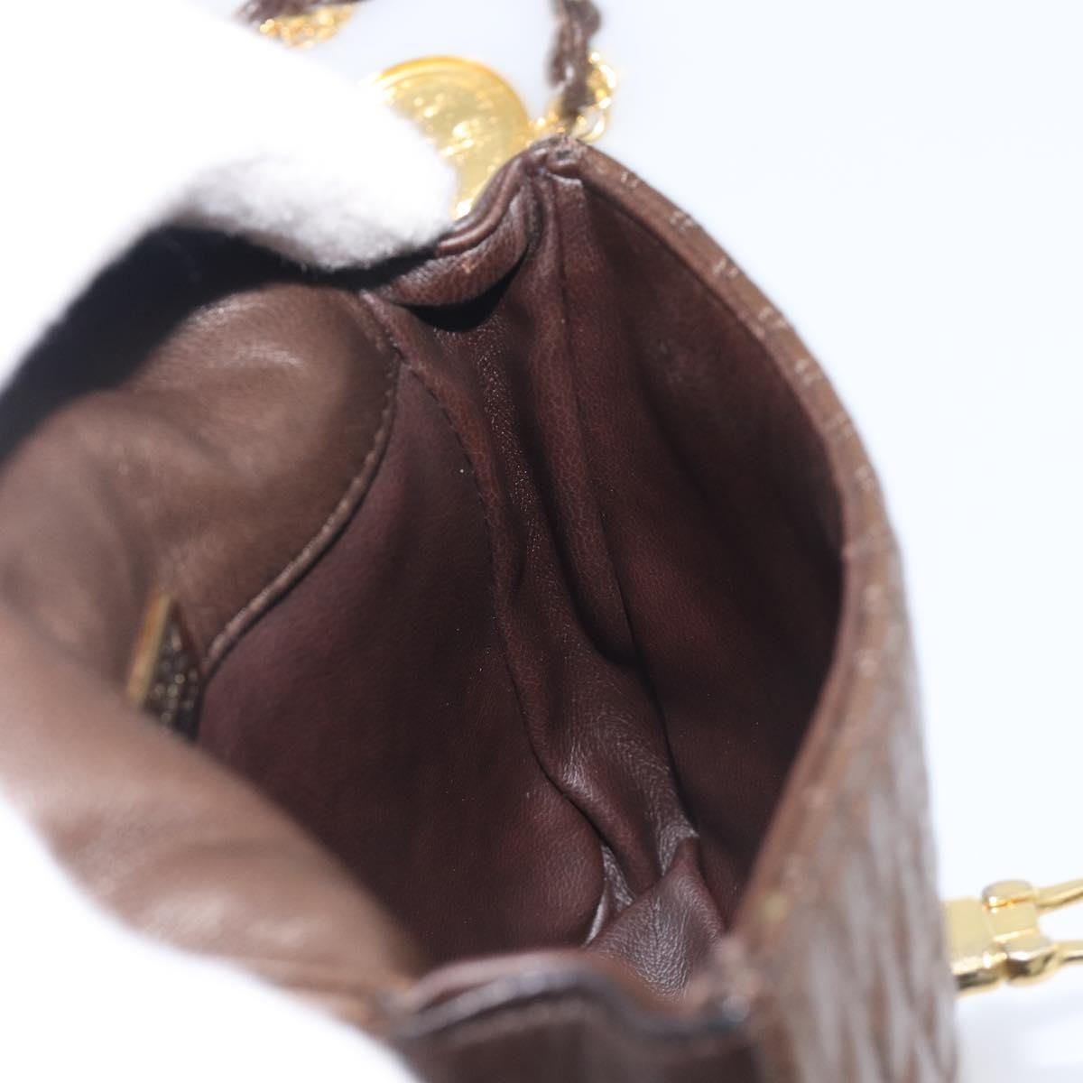 Bally Vintage Chain Quilted Leather, Brown, Leather, Shoulder Bag