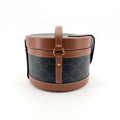 Celine Tambour Triomphe Coated Canvas, Black, Canvas, Handbag