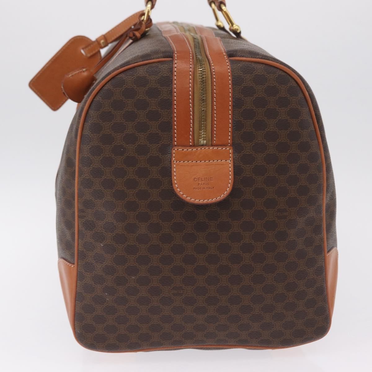 Celine Vintage Duffle Macadam Coated Canvas, Brown, Canvas, Handbag