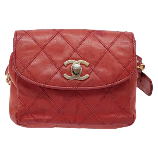 Chanel Bag belt, Red, Leather, clutch