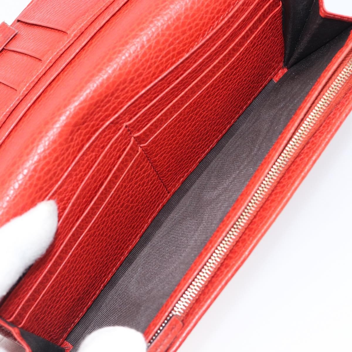 Gucci Swing Wallet on Strap Leather, Red, Leather, Crossbody Bag