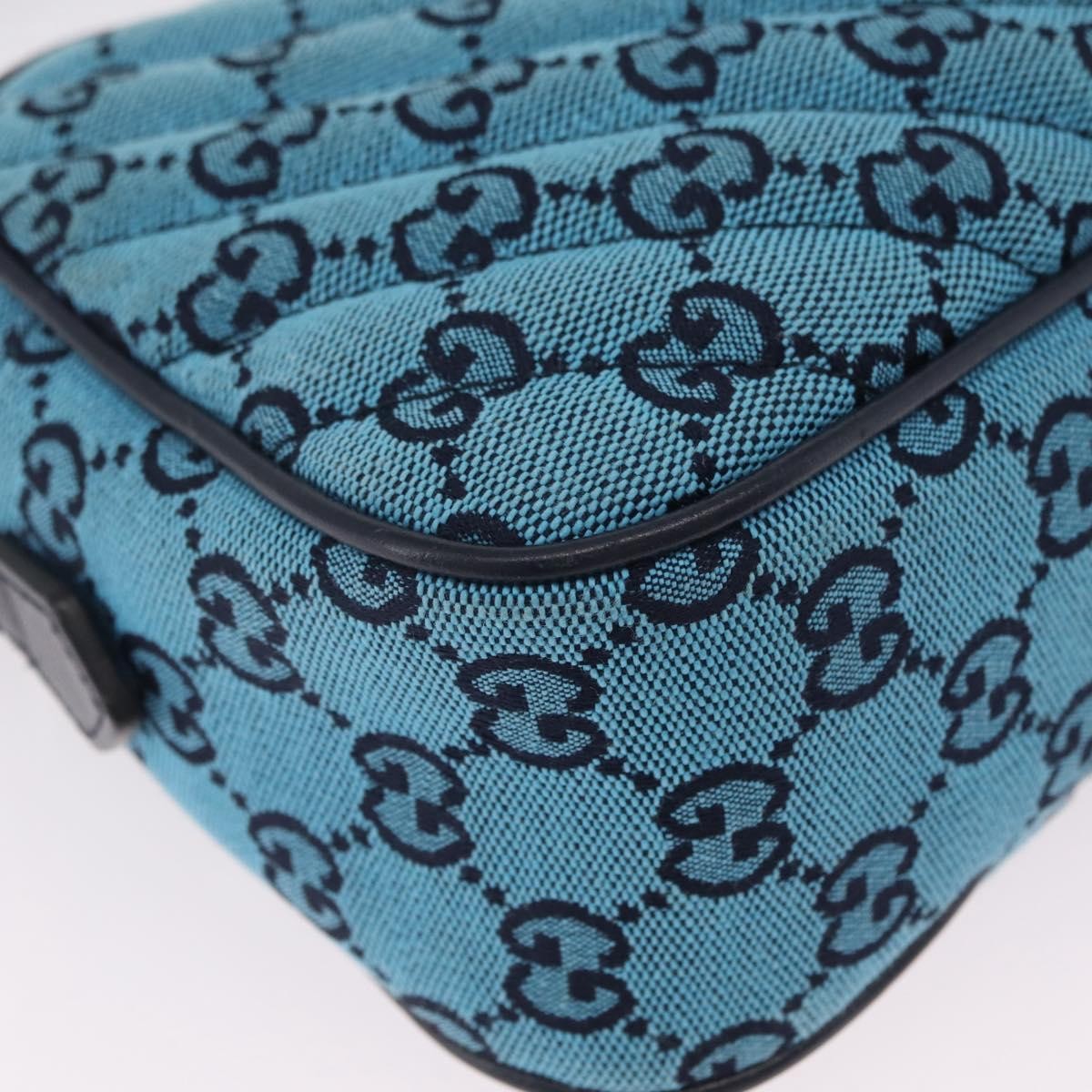 Gucci GG Marmont Multicolor Diagonal Quilted GG Canvas, Blue, Canvas, Shoulder Bag