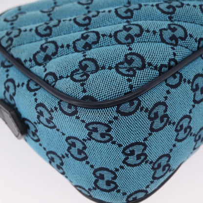 Gucci GG Marmont Multicolor Diagonal Quilted GG Canvas, Blue, Canvas, Shoulder Bag