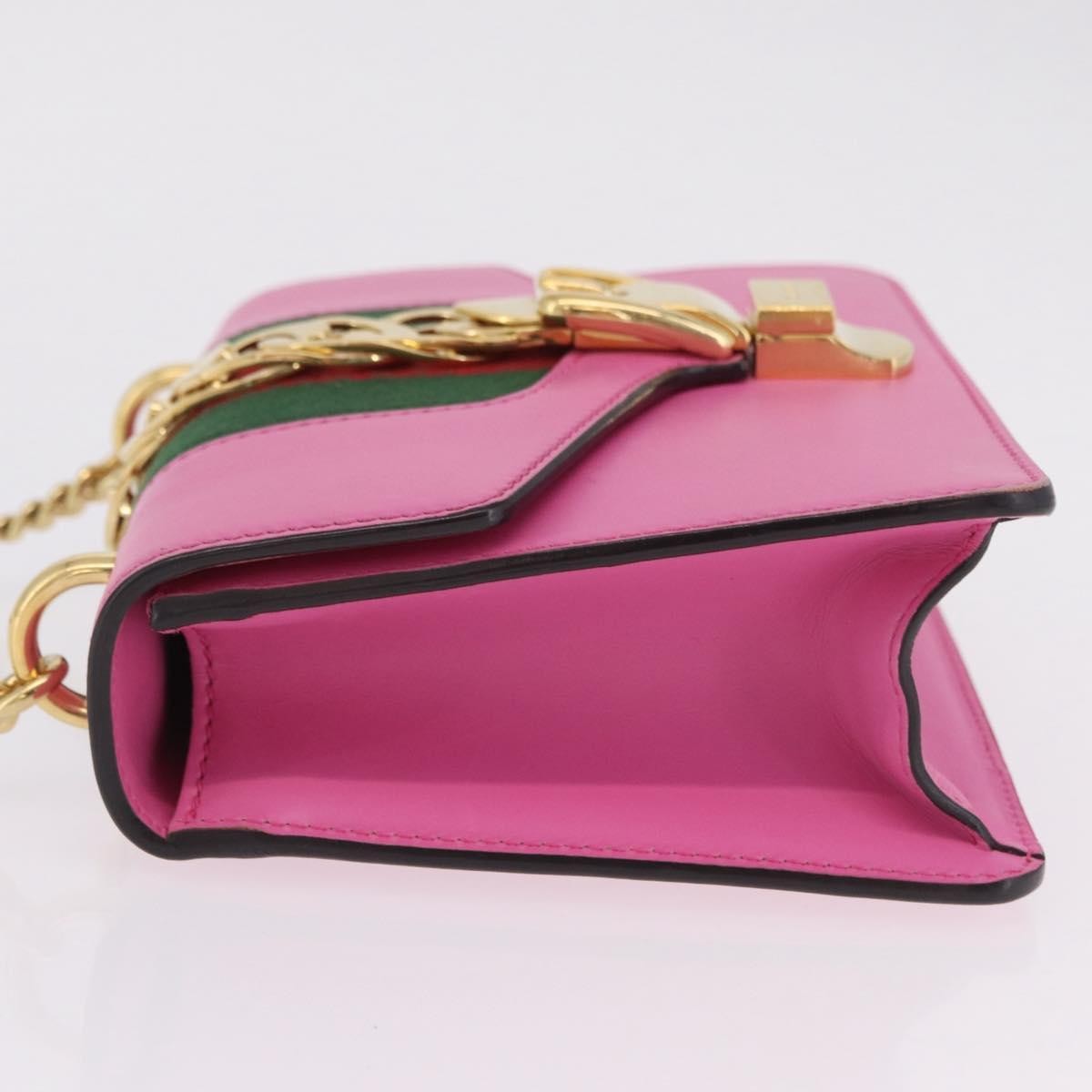 Gucci Sylvie Chain Leather, Pink, Leather, Shoulder Bag