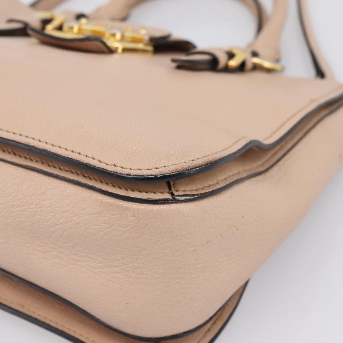 Miu Miu Madras Convertible Lock Leather, Beige, Leather, Tote Bag