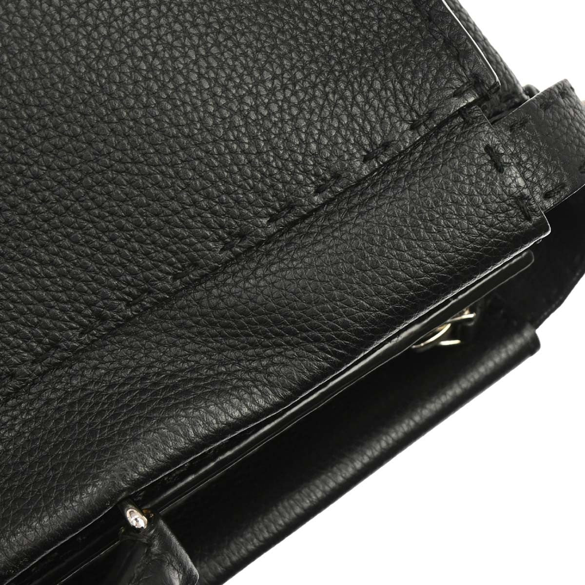 Fendi Selleria Peekaboo Fit Leather, Black, Leather, Handbag