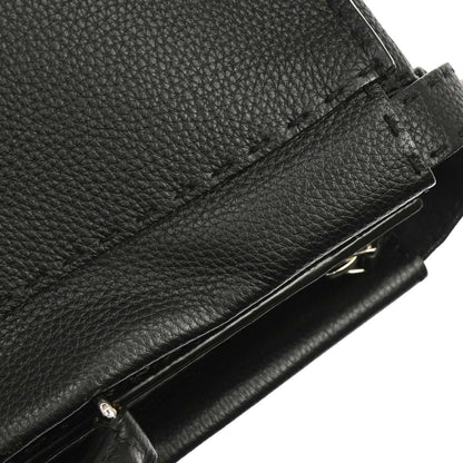 Fendi Selleria Peekaboo Fit Leather, Black, Leather, Handbag