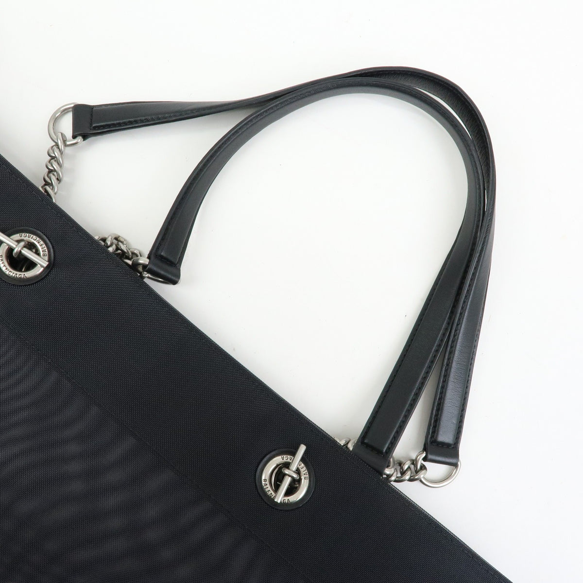 Balenciaga Duty Free Mesh with Leather, Black, Mesh, Tote Bag