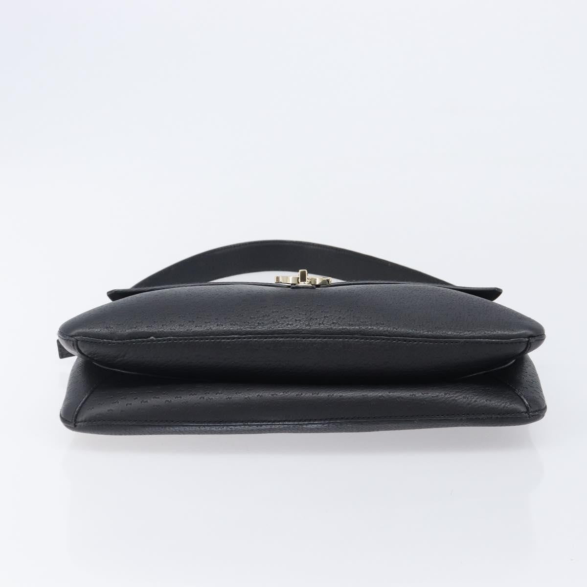 Salvatore Ferragamo Gancini Leather, Black, Leather, Shoulder Bag