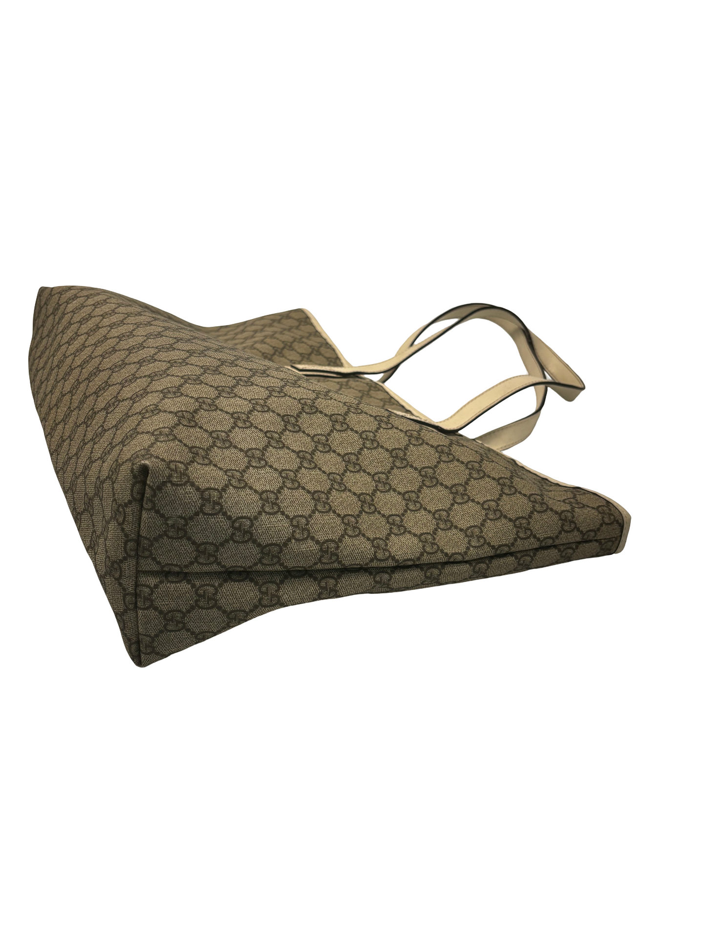 Gucci Plus Tote GG Coated Canvas with Leather, Beige, Canvas, Tote Bag