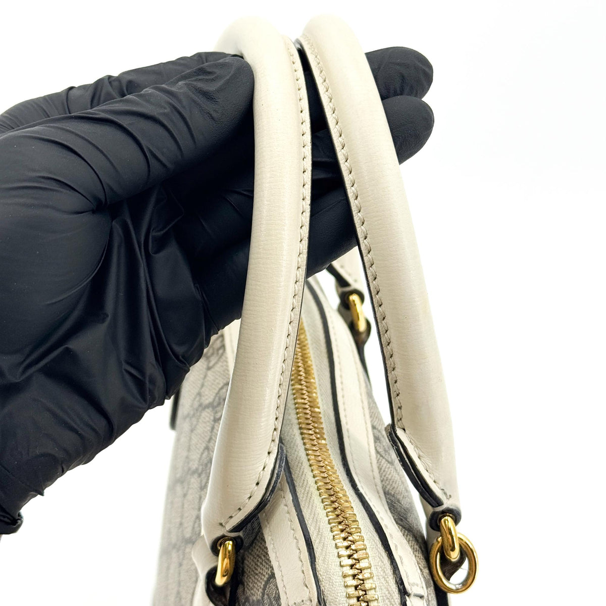 Gucci Horsebit 1955 Top Handle GG Coated Canvas with Leather, Beige, Canvas, Handbag