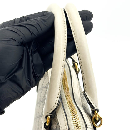 Gucci Horsebit 1955 Top Handle GG Coated Canvas with Leather, Beige, Canvas, Handbag