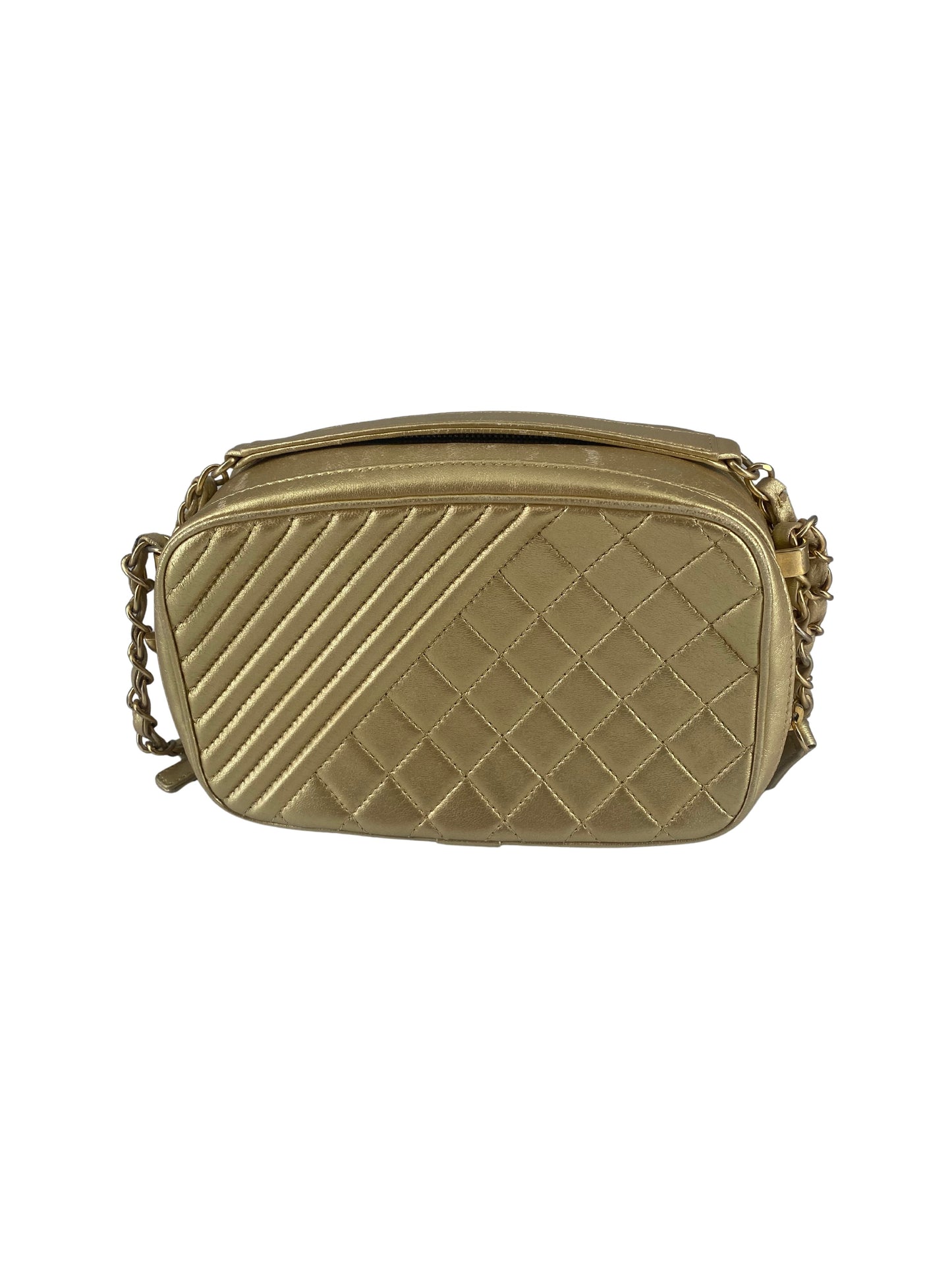 Chanel Camera, Gold, Leather, shoulder