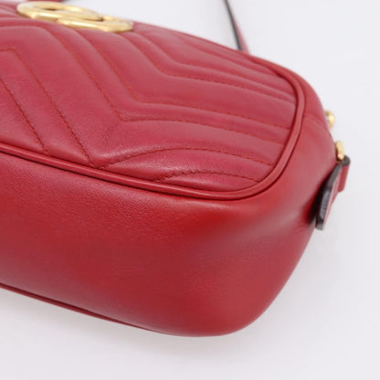 Gucci GG Marmont Matelasse Leather, Red, Leather, Shoulder Bag