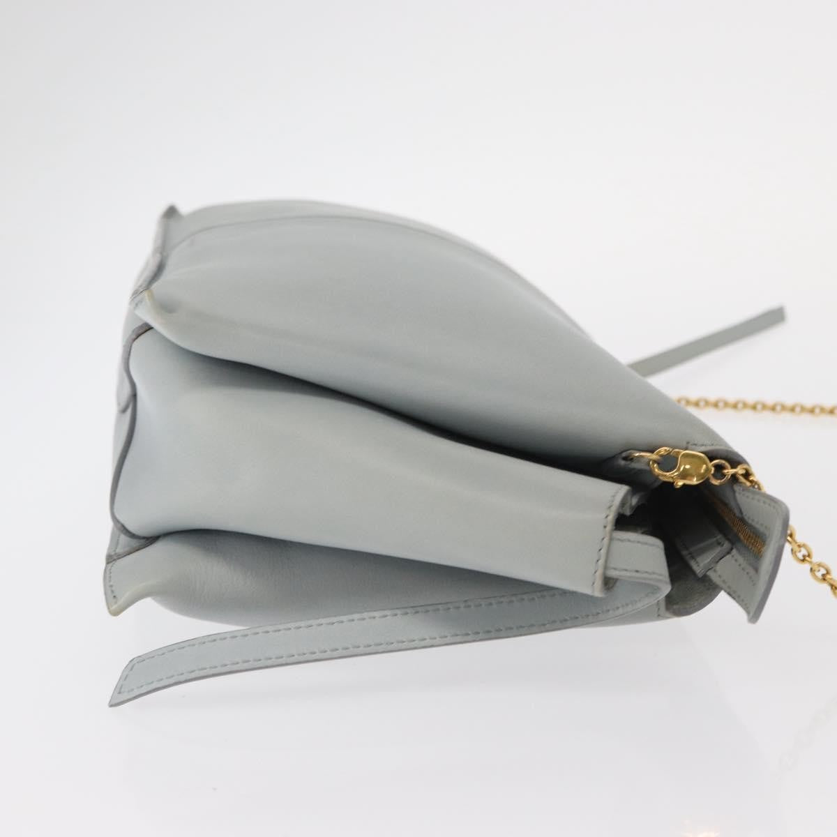 Celine Tri-Fold Clutch on Chain Smooth Leather, Gray, Leather, Clutch