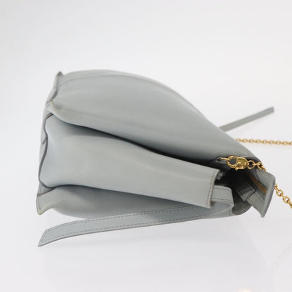 Celine Tri-Fold Clutch on Chain Smooth Leather, Gray, Leather, Clutch