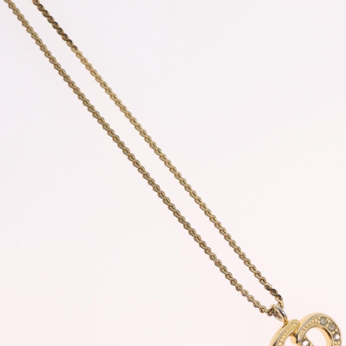 Christian Dior Vintage CD Pendant Metal with Crystals, Gold, Metal, Necklace