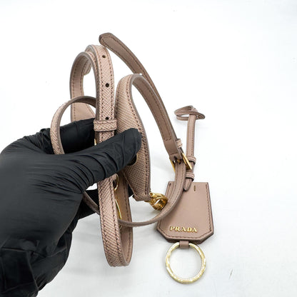 Prada Matinee Top Handle Saffiano Leather, Beige, Leather, Handbag