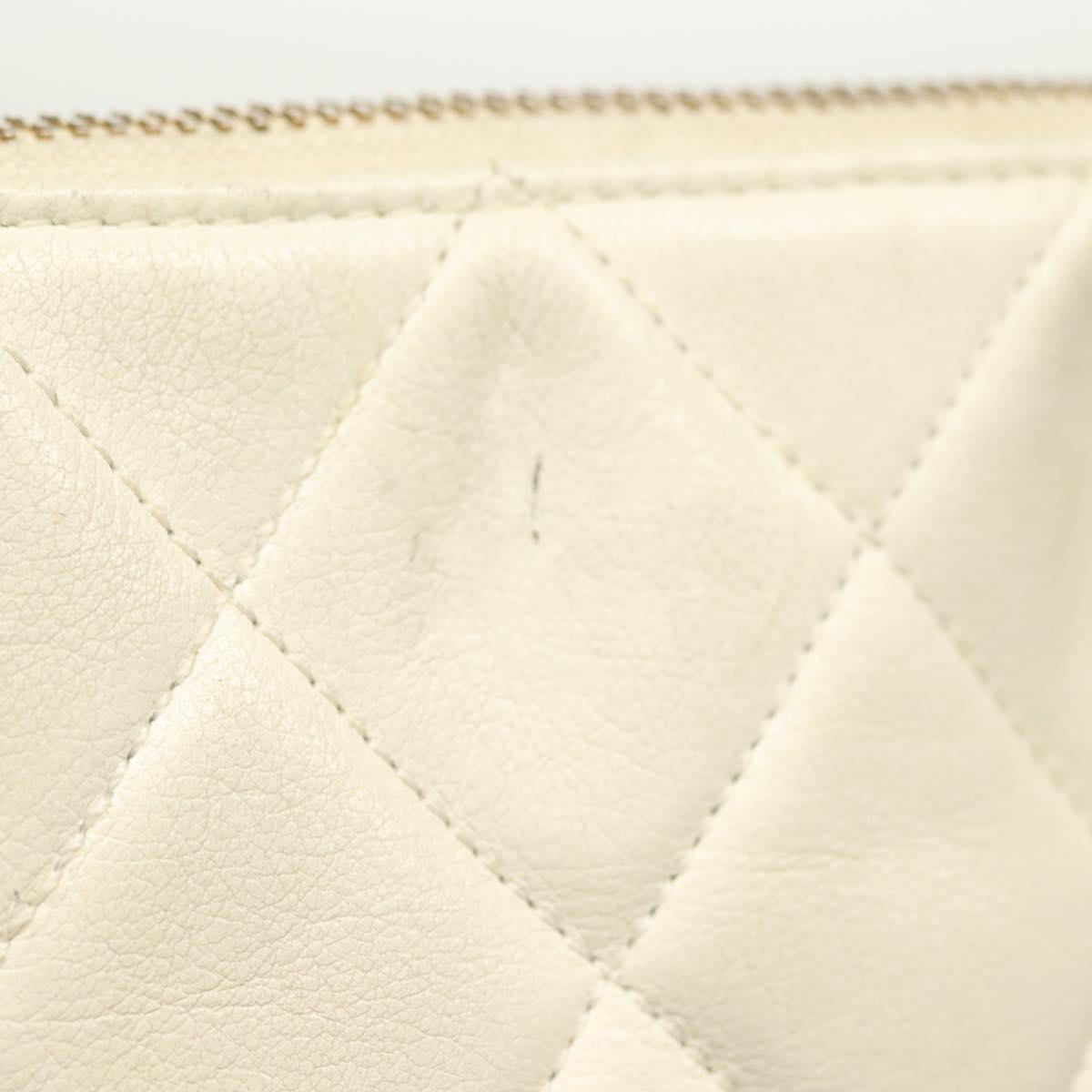 Chanel Matelassé, "WHITE,GOLD", Leather, shoulder