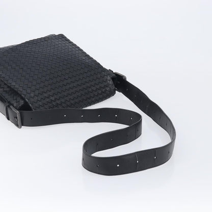 Bottega Veneta Square Flap Messenger Intrecciato Nappa, Black, Leather, Handbag