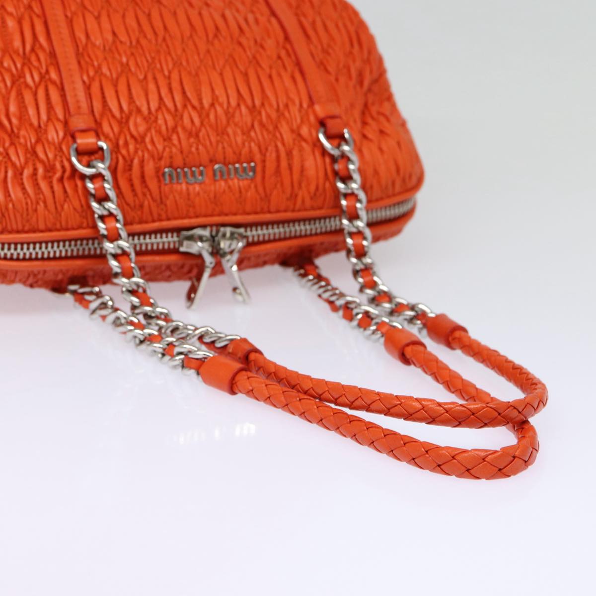 Miu Miu Matelassé, Orange, Leather, shoulder